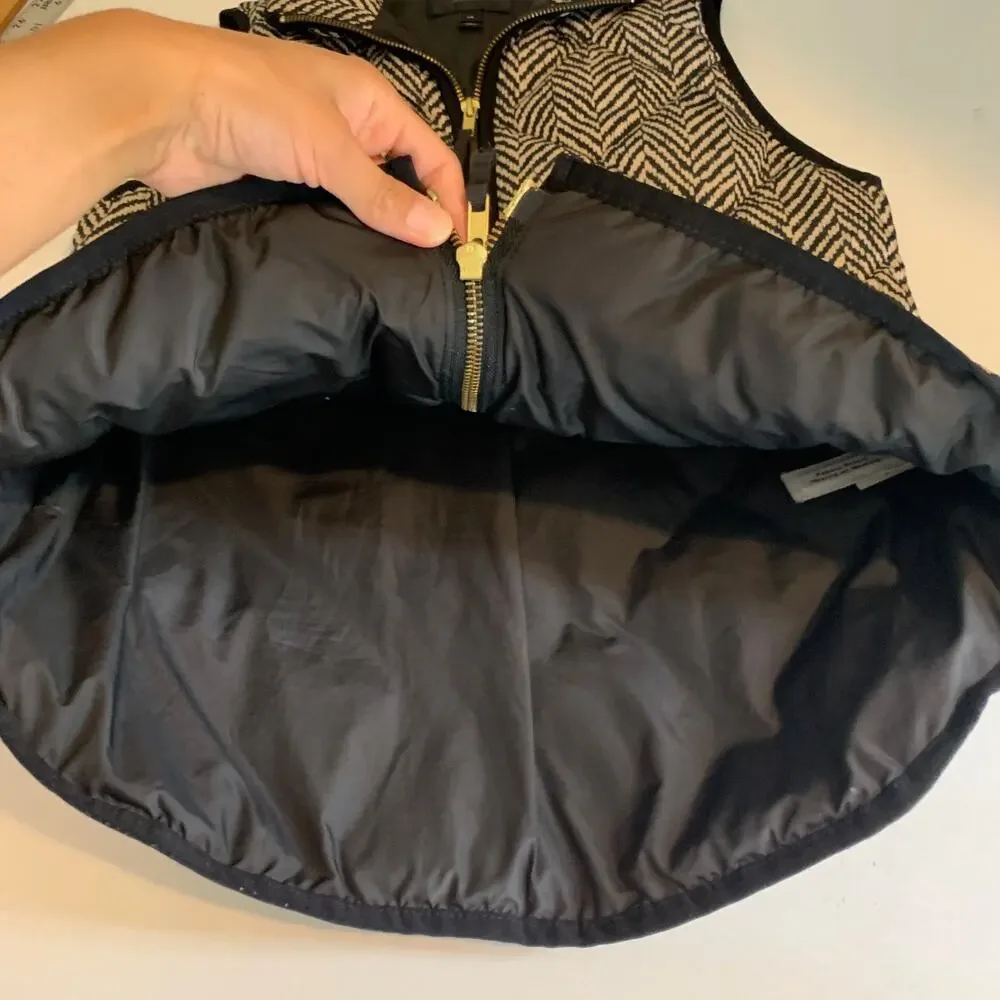J Crew Vest Womens XS Extra Small Excursion Quilted Herringbone Down Full Zip